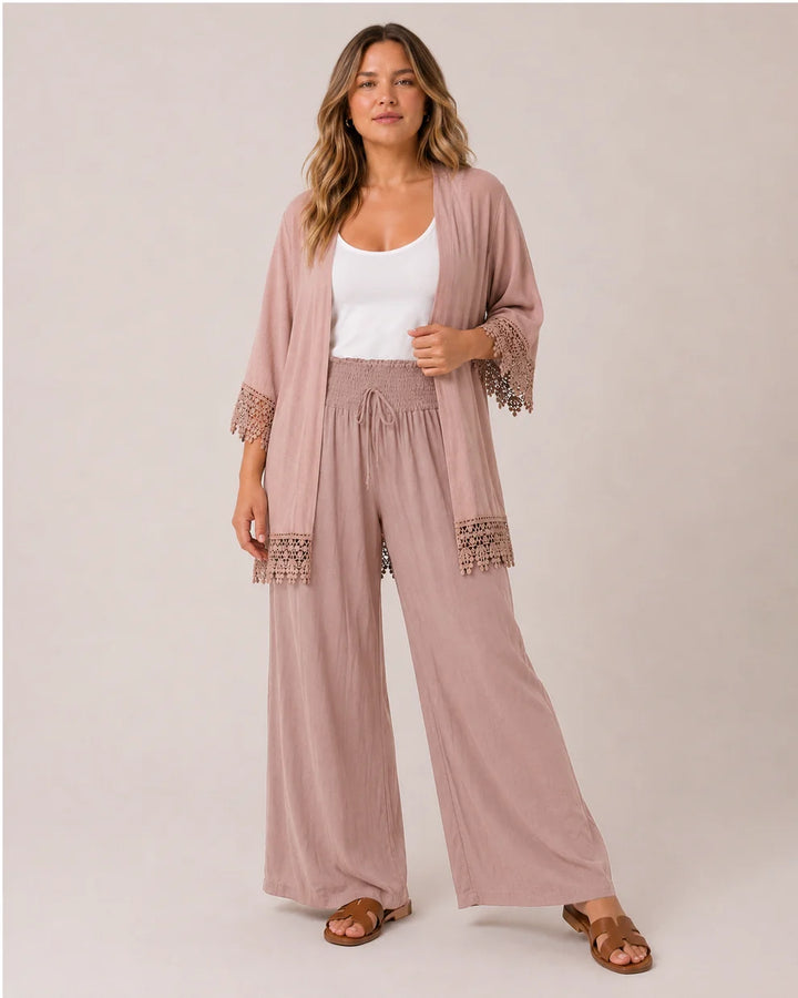 Grace and Lace | Smocked Waist Wide Leg Pants | Light Mocha