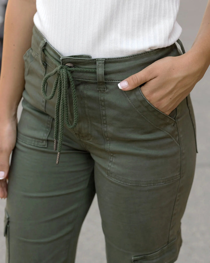 Grace and Lace | Sueded Twill Cargo Pants | Deep Green