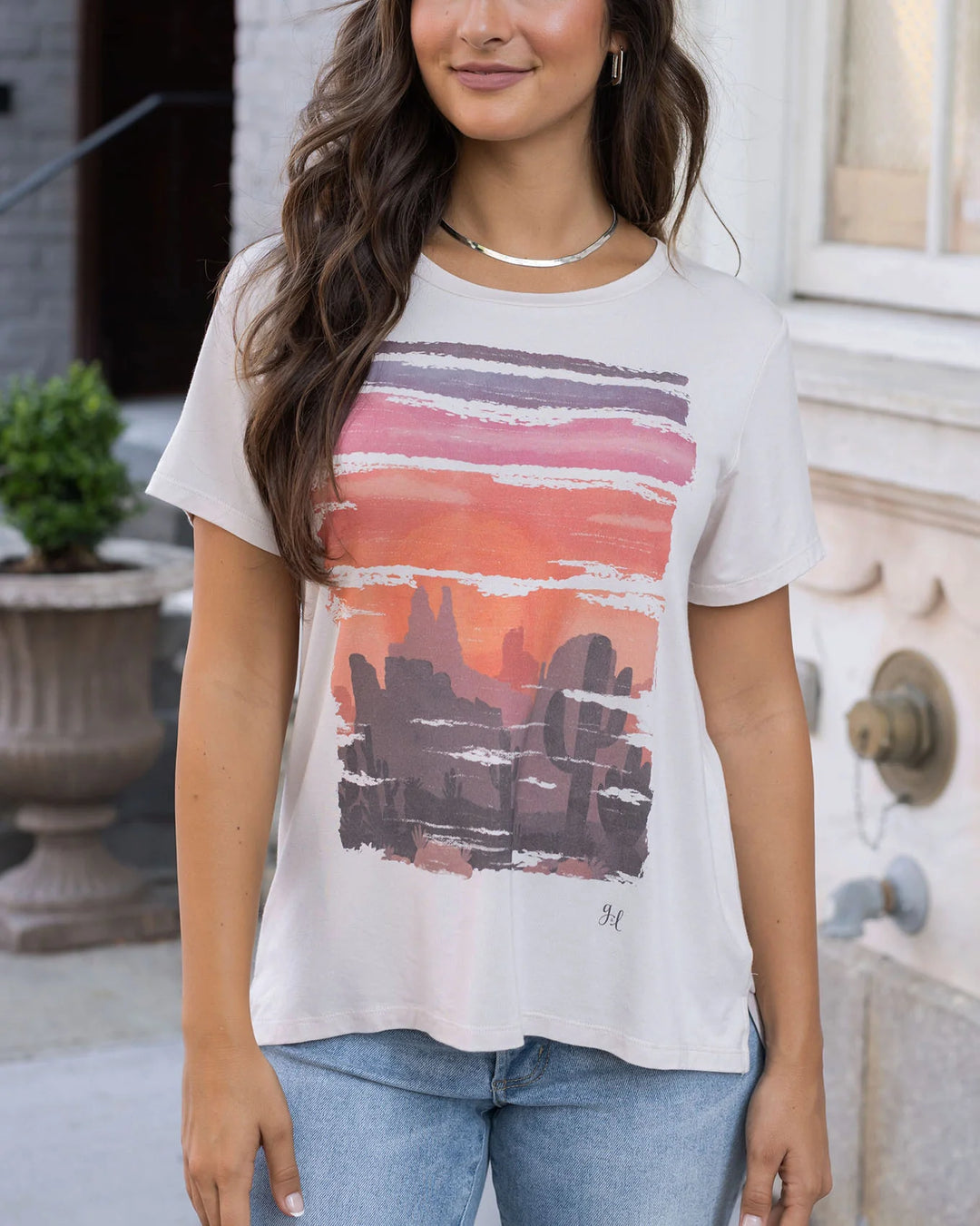Grace and Lace | VIP Favourite Perfect Scoop Neck Tee | Scenic Watercolour