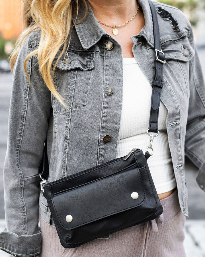 Grace and Lace | Vegan Leather Essentials Belt Bag | Black