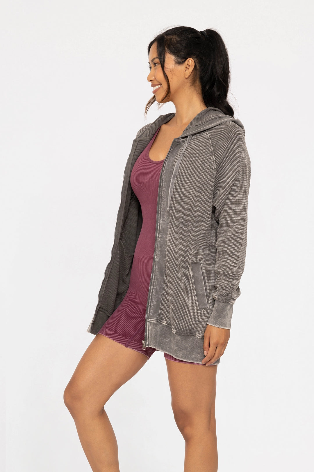 Oversized Waffle Full Zip | Urban Chic