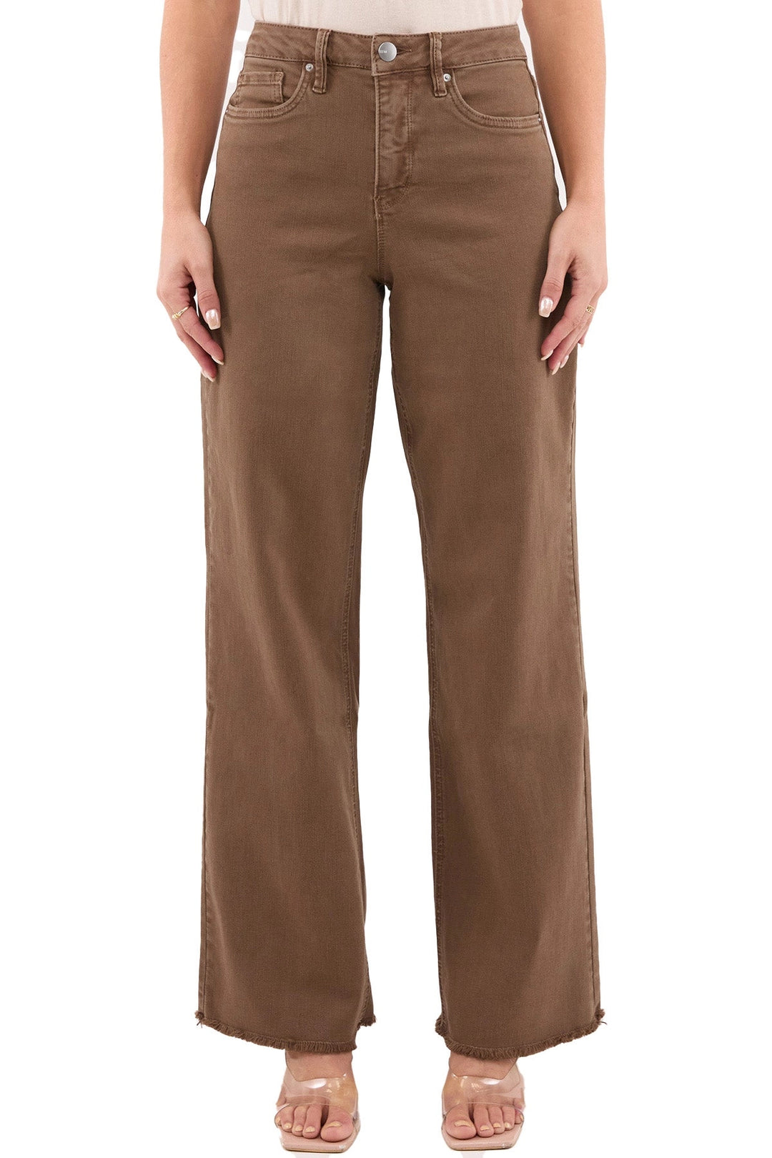 RFM Chloe Frayed Hem Wide Leg Pants | Coffee