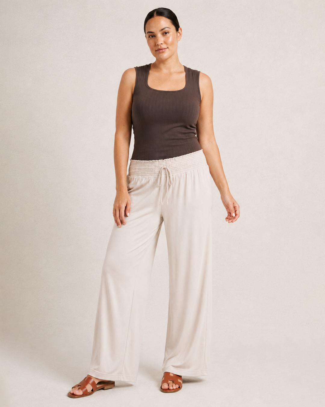 Grace and Lace | Smocked Wide Leg Pants | Oat