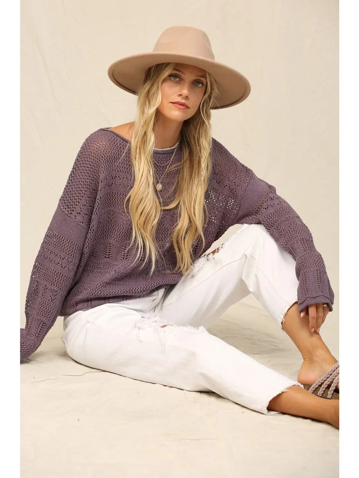 Paige Pointelle Slouchy Sweater