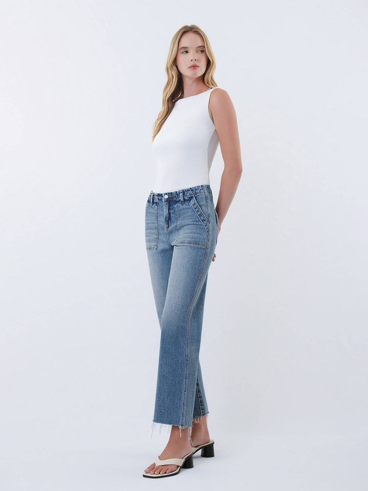 Vervet | Patch Pocket Slim Wide Leg Jeans
