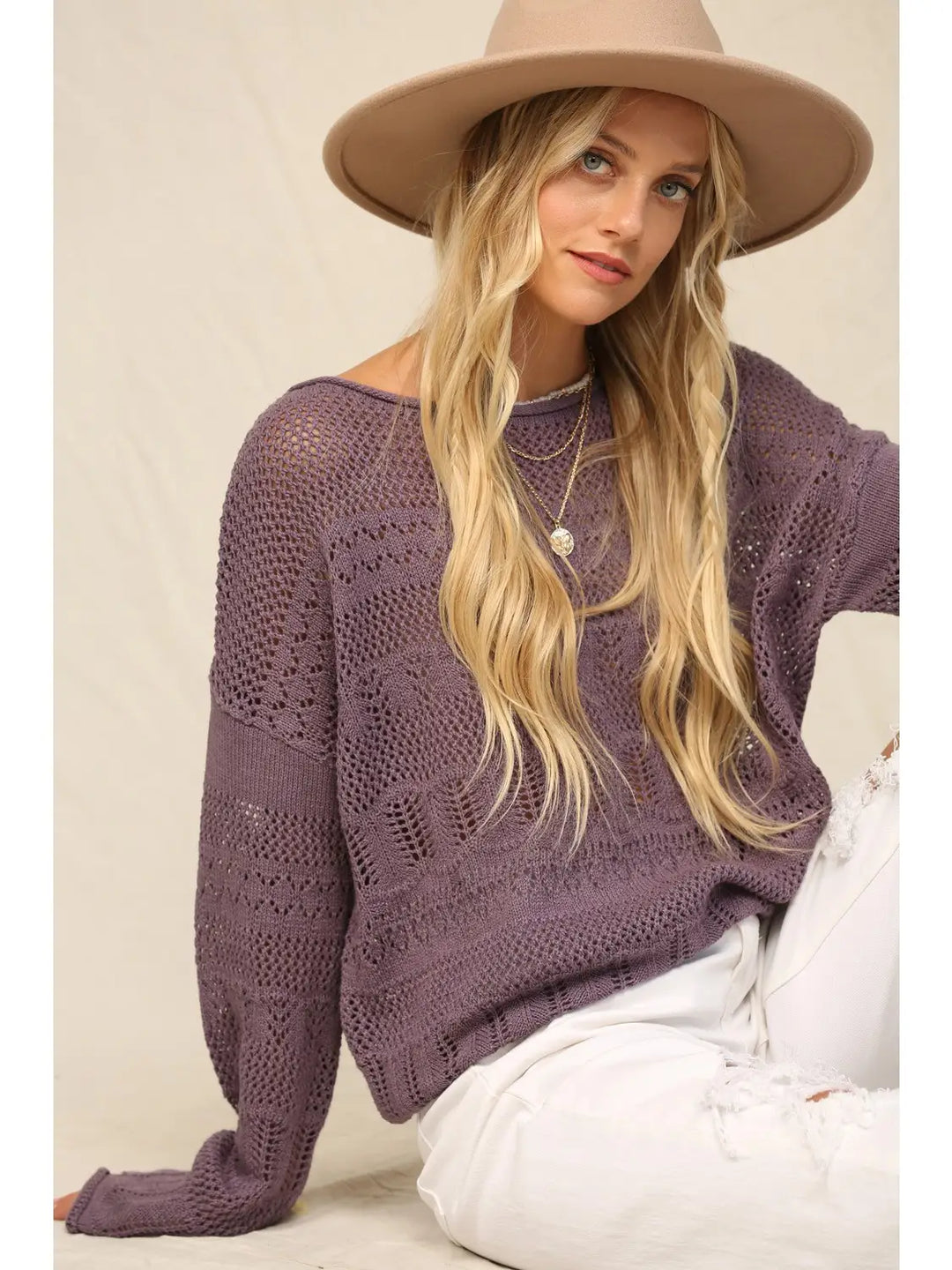 Paige Pointelle Slouchy Sweater