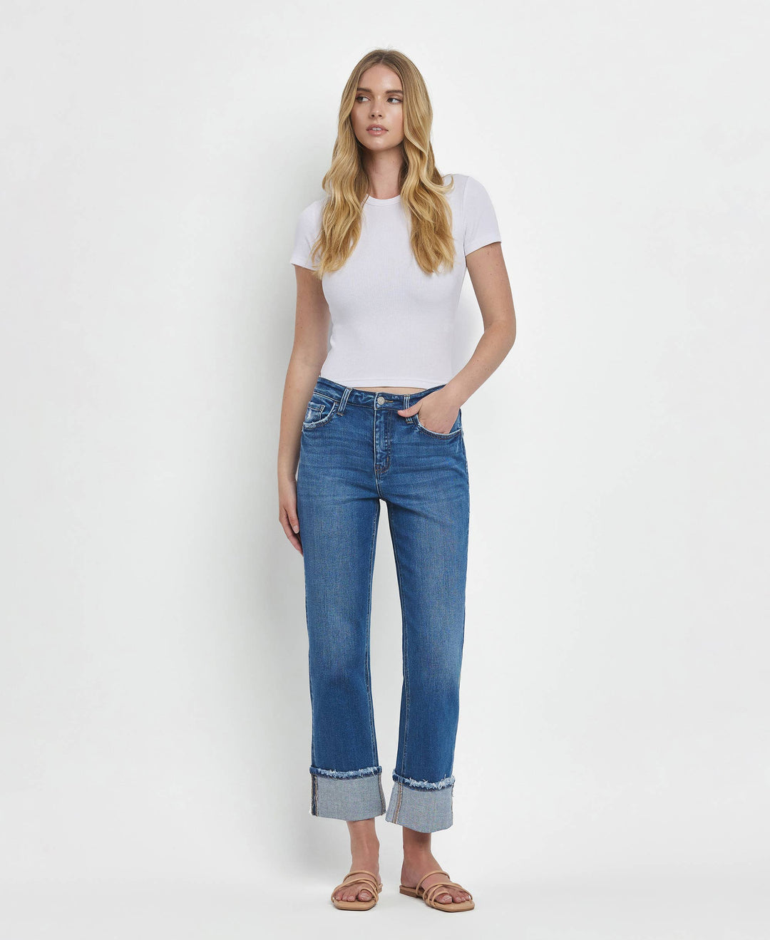 Vervet | Franklin High Rise Cuffed Straight Jeans