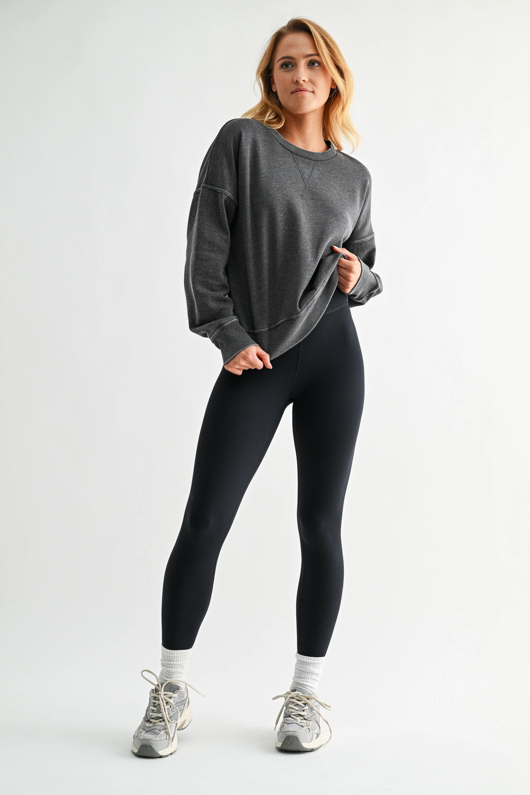 Burned Out Crew Neck Pullover | Black