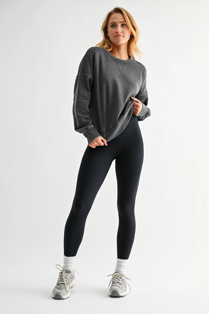 Burned Out Crew Neck Pullover | Black