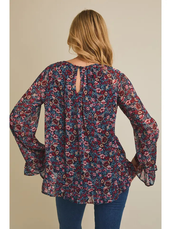 Ruffle Hem Floral Top