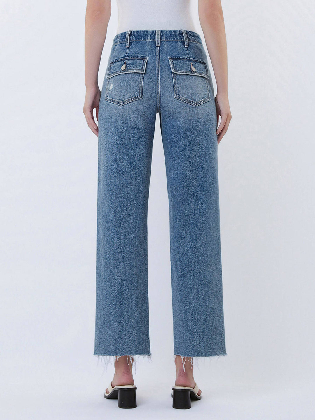 Vervet | Patch Pocket Slim Wide Leg Jeans