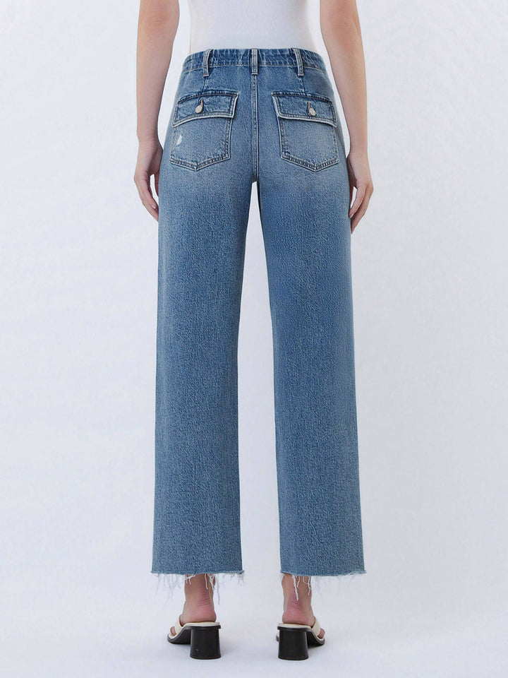 Vervet | Patch Pocket Slim Wide Leg Jeans