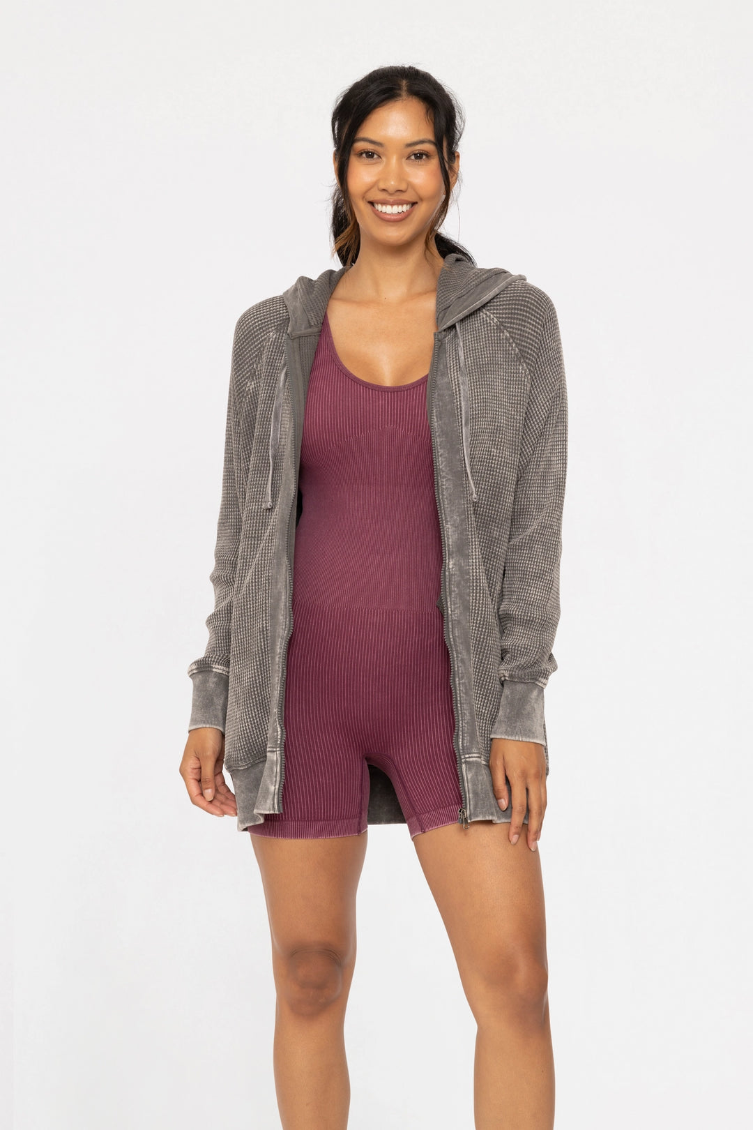 Oversized Waffle Full Zip | Urban Chic