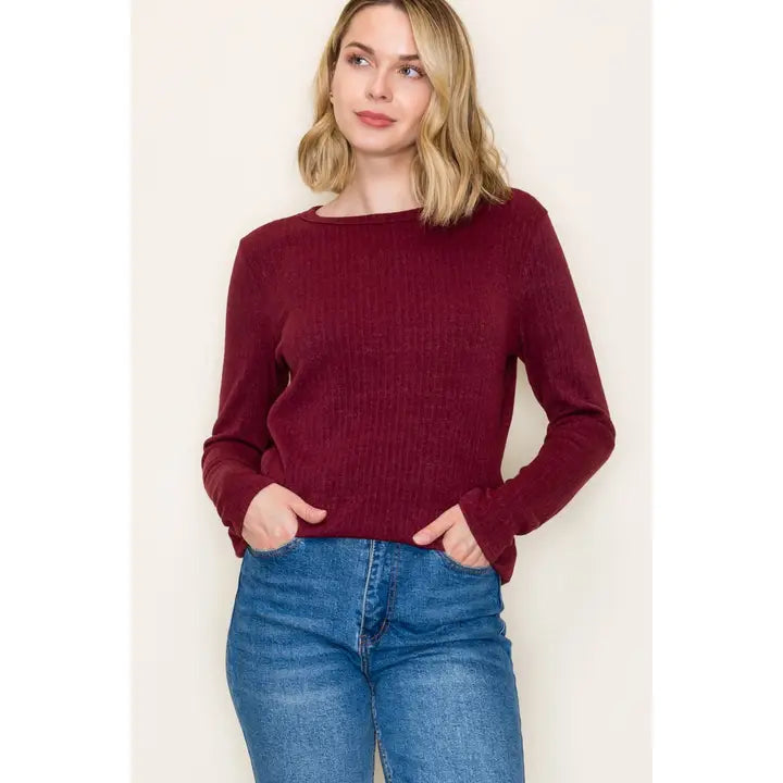 Classic Ribbed Pullover | Burgundy