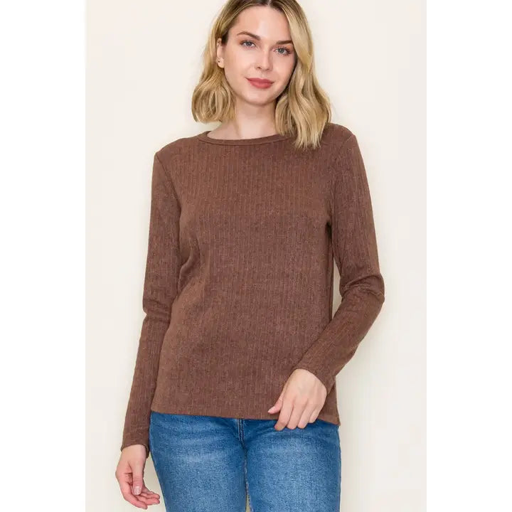 Classic Ribbed Pullover | Brown