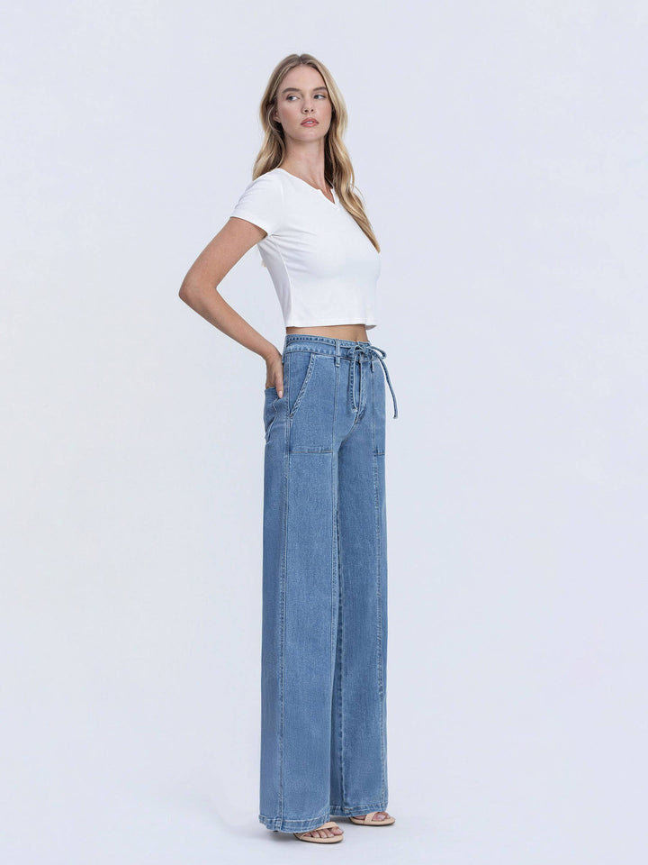 Vervet | Joni Tie Waistband Wide Leg Jeans
