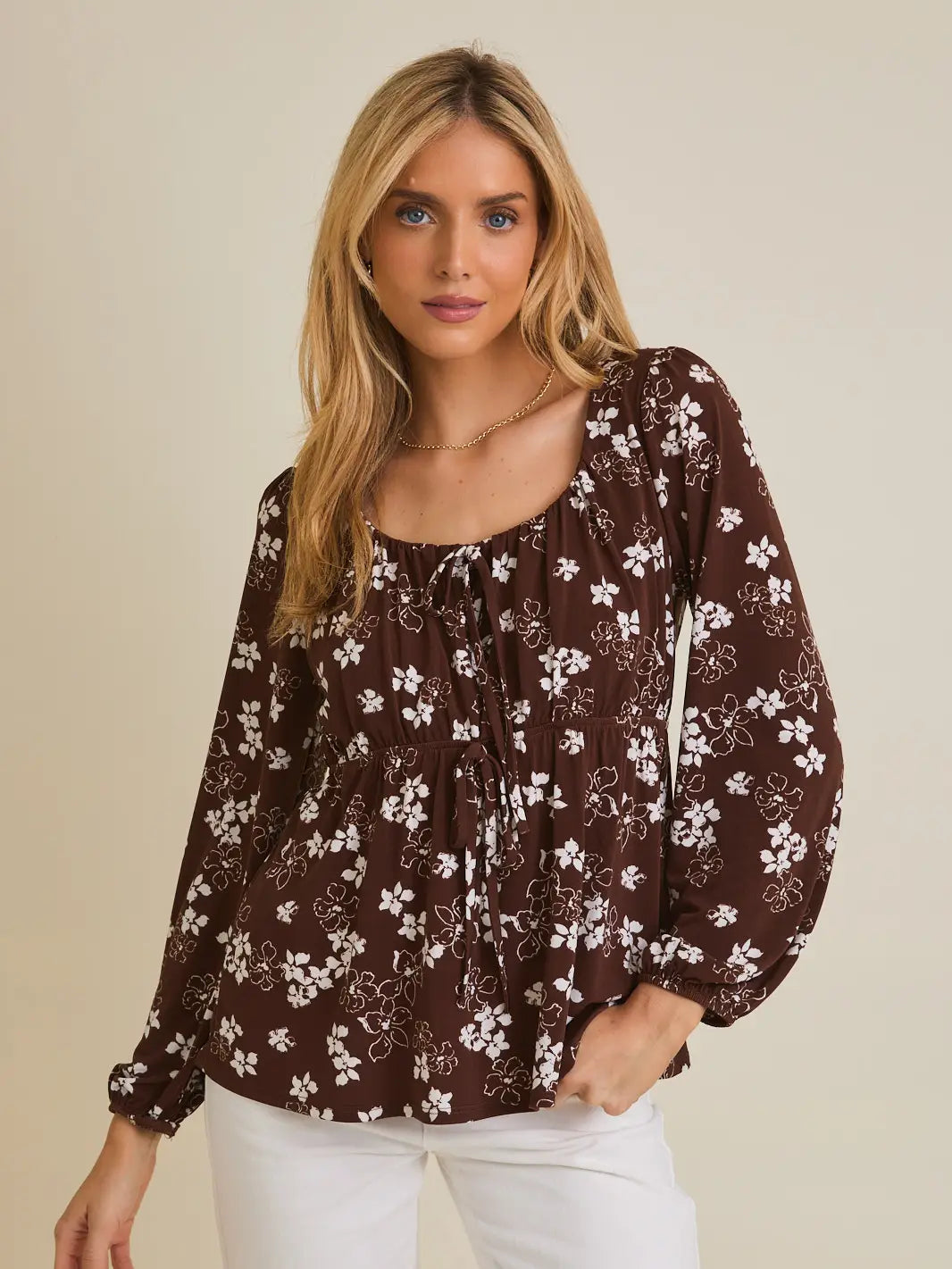 Iris Front Tie Floral Top