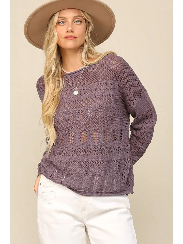 Paige Pointelle Slouchy Sweater