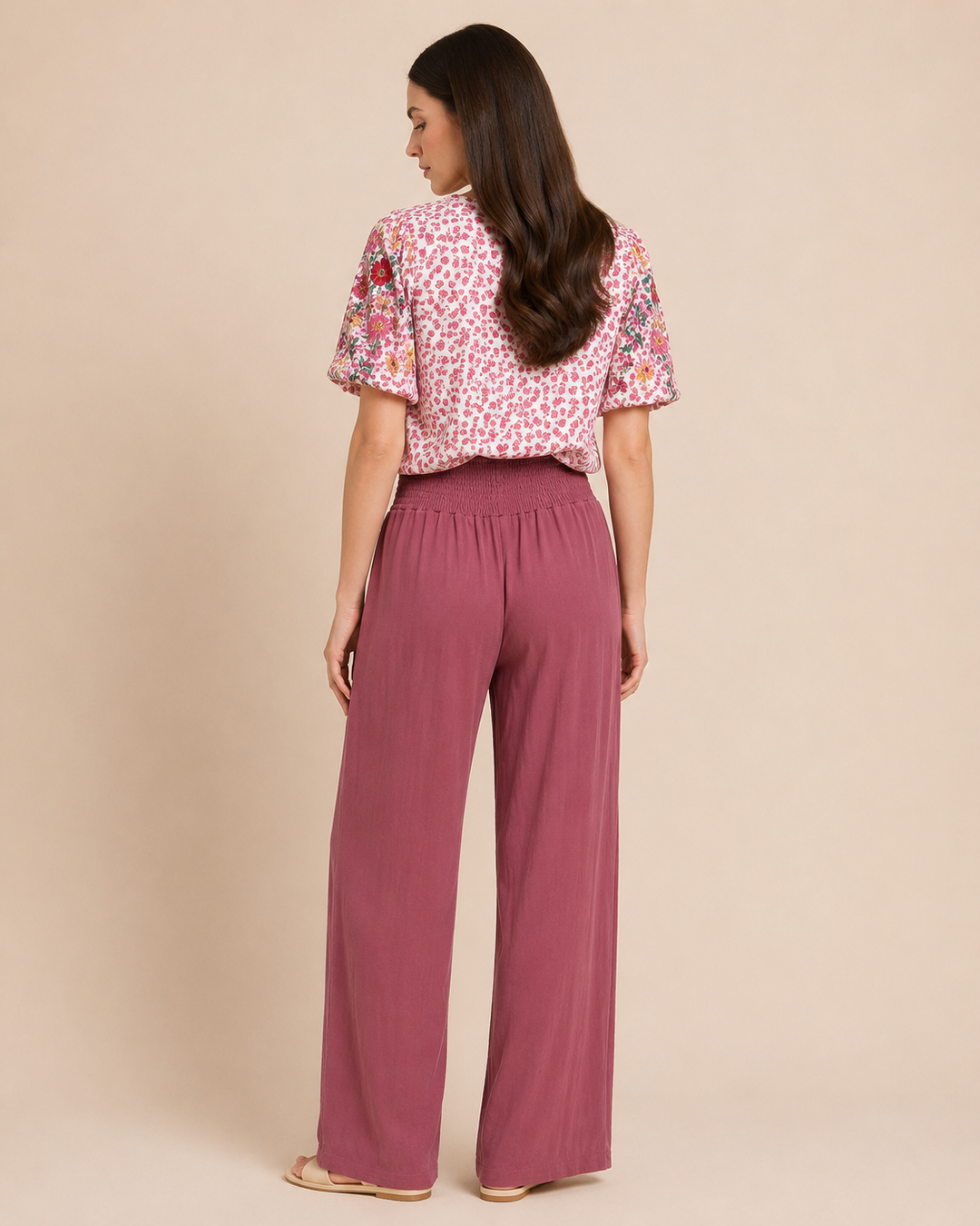 Grace and Lace | Smocked Waist Wide Leg Pants | Rosewood