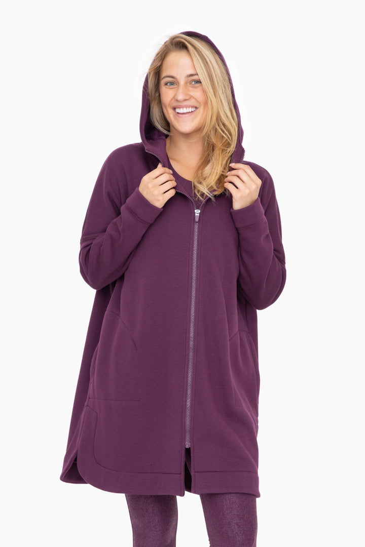 Longline Zip Up Jacket | Plum