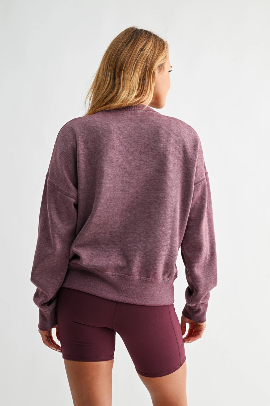 Burned Out Crew Neck Pullover | Plum