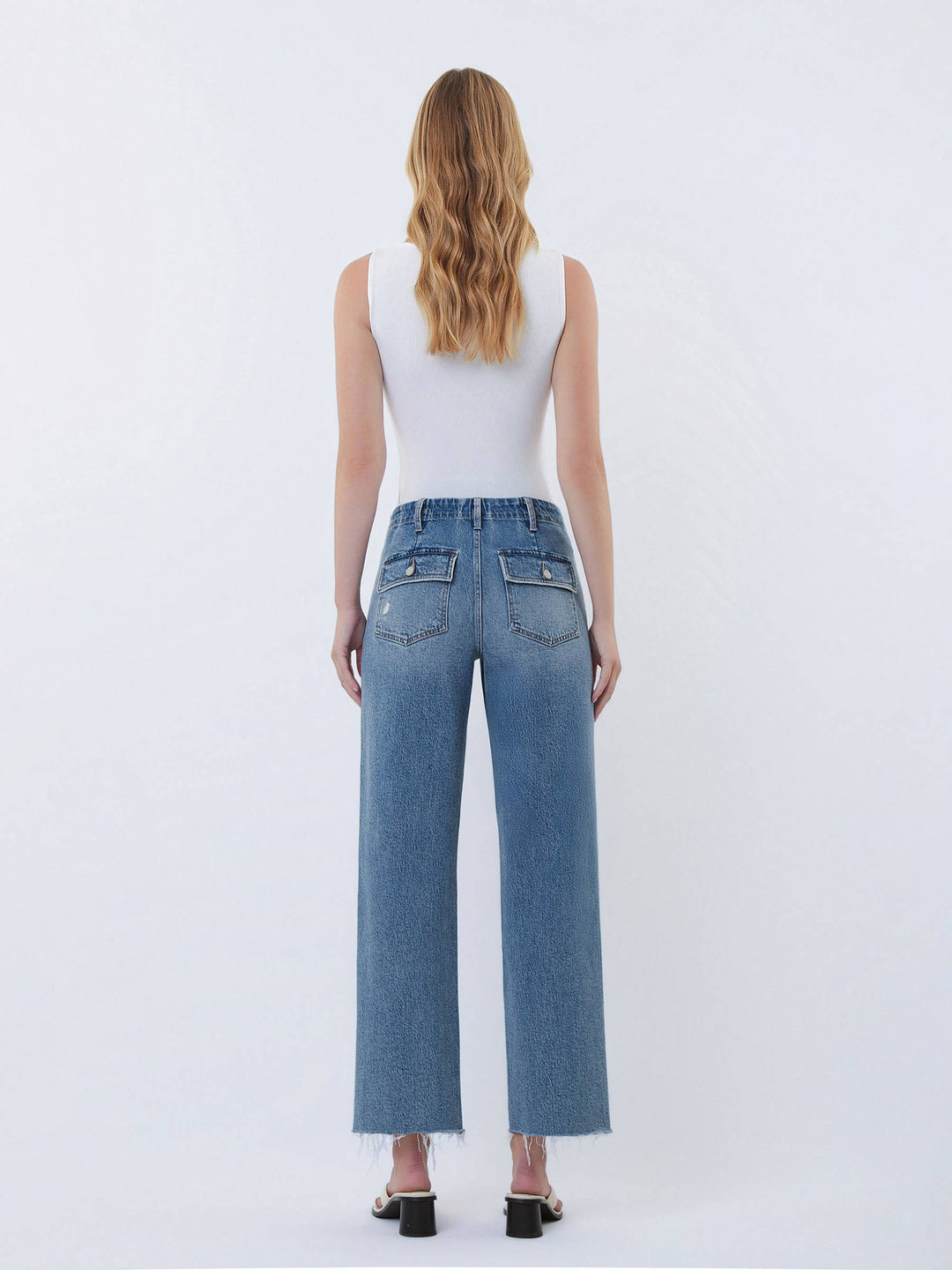 Vervet | Patch Pocket Slim Wide Leg Jeans