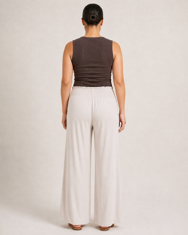 Grace and Lace | Smocked Wide Leg Pants | Oat