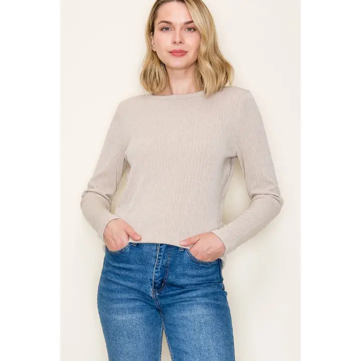 Classic Ribbed Pullover | Taupe