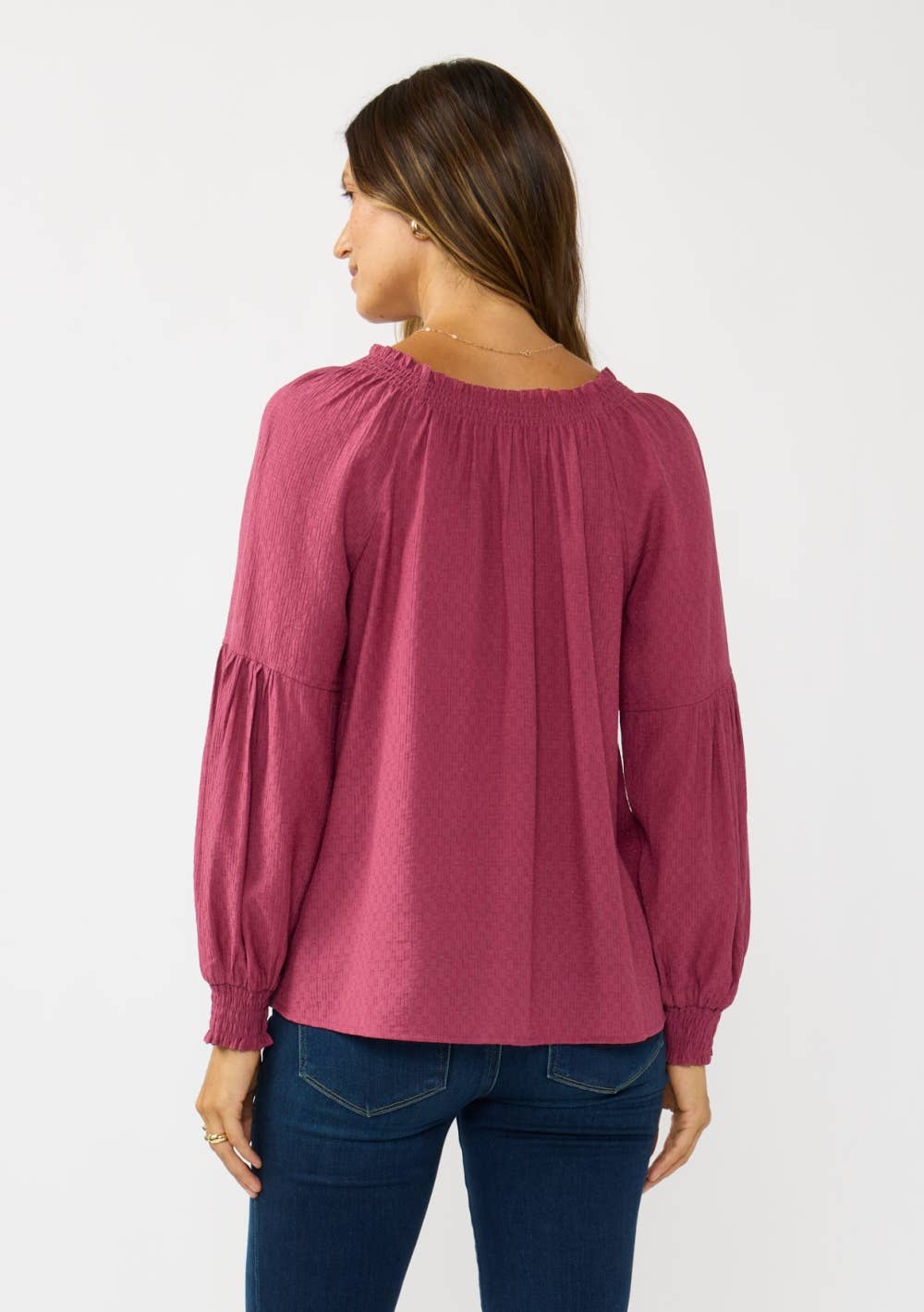 Lovestitch | Bishop Raglan Long Sleeve Boho Top | Berry