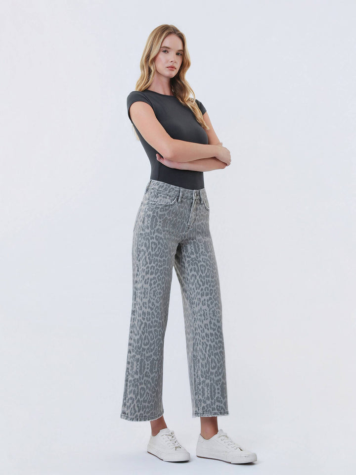 Vervet | Crop Wide Leg Leopard Jeans