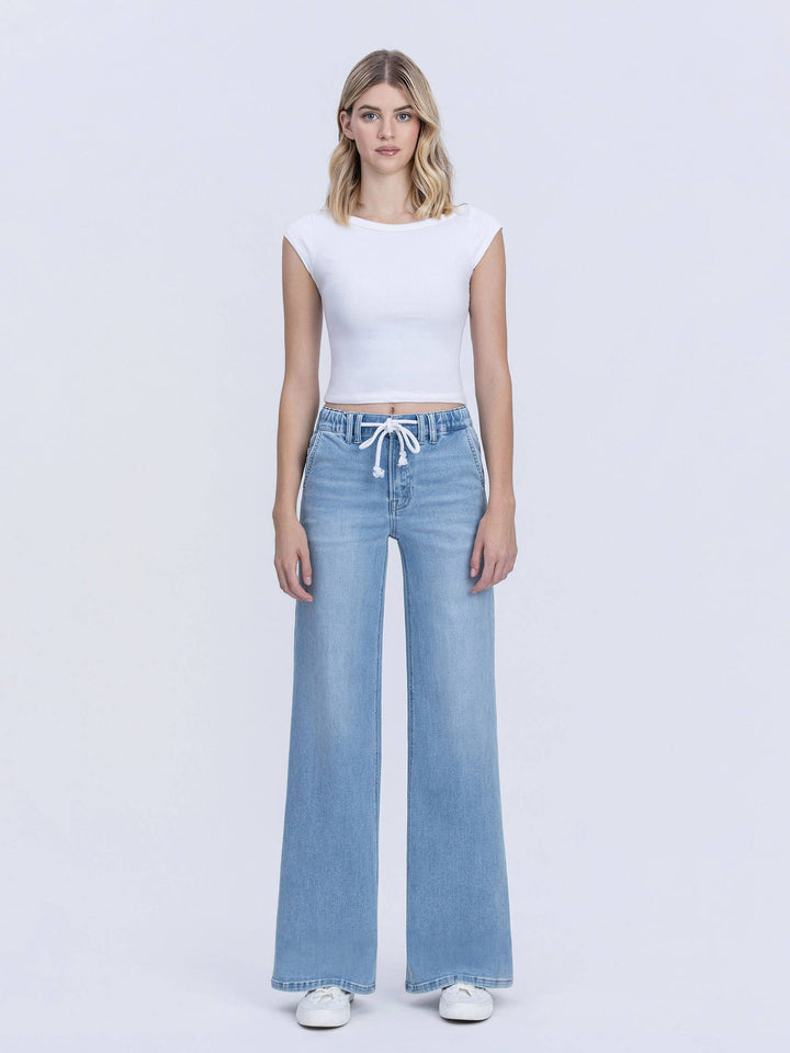 Vervet | Jonie Drawstring Long Wide Leg Jeans