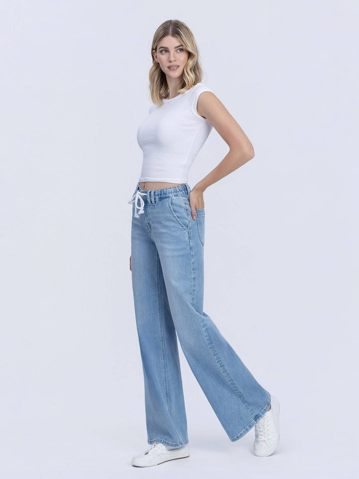 Vervet | Jonie Drawstring Long Wide Leg Jeans