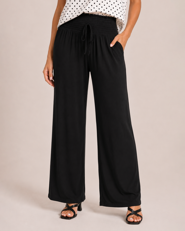 Grace and Lace | Smocked Waist Wide Leg Pants | Black