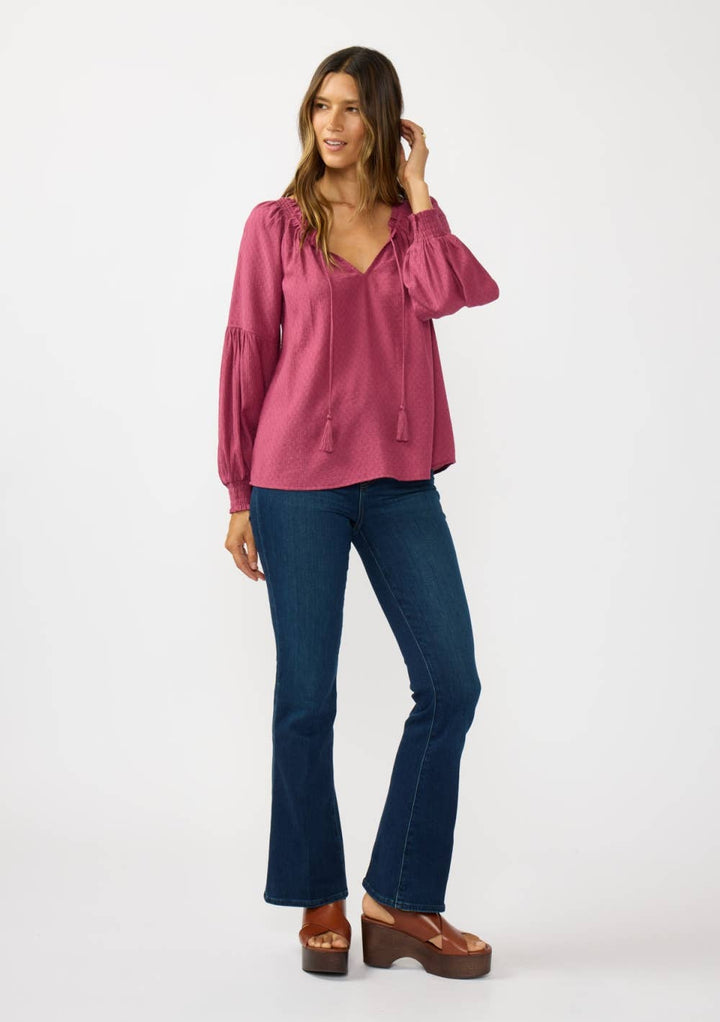 Lovestitch | Bishop Raglan Long Sleeve Boho Top | Berry