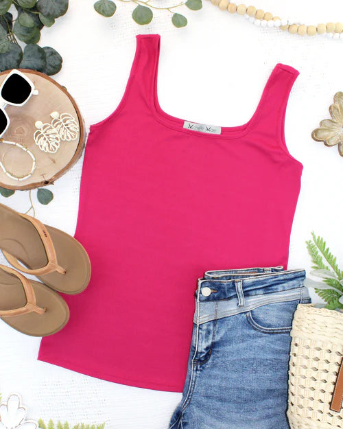 Michelle Mae | Rachel Ribbed Tank | Hot Pink