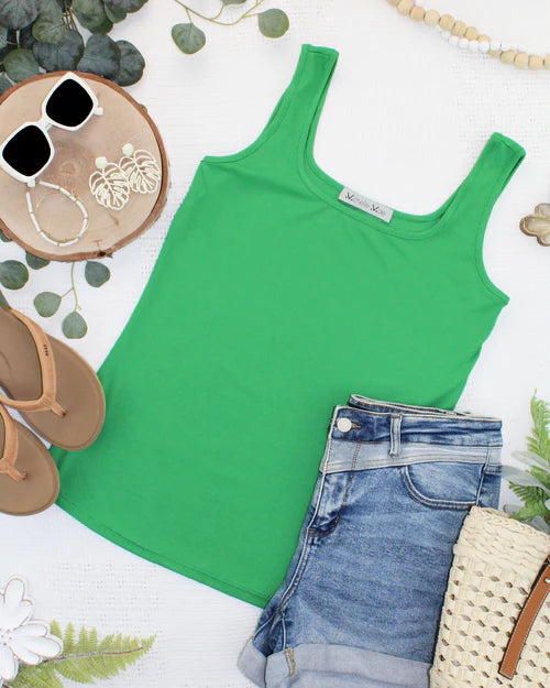 PREORDER  Michelle Mae | Rachel Ribbed Tank | Kelly Green
