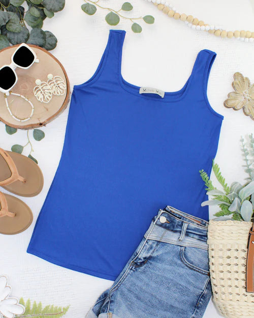 PREORDER  Michelle Mae | Rachel Ribbed Tank | Royal Blue