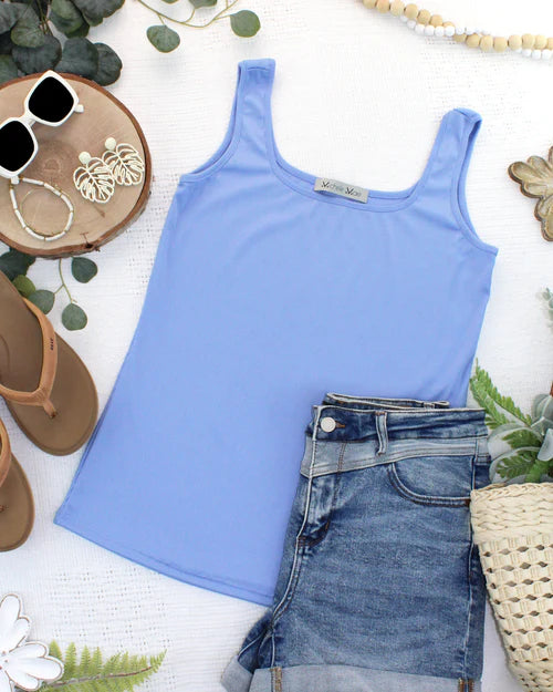 PREORDER  Michelle Mae | Rachel Ribbed Tank | Sky Blue