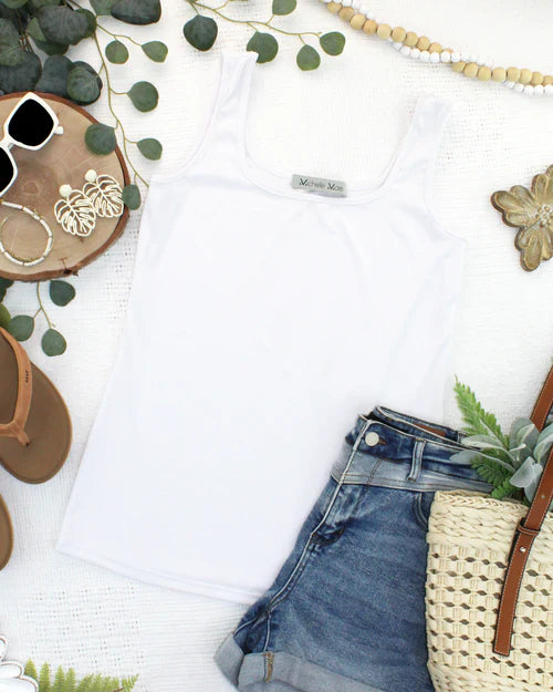 PREORDER  Michelle Mae | Rachel Ribbed Tank | White