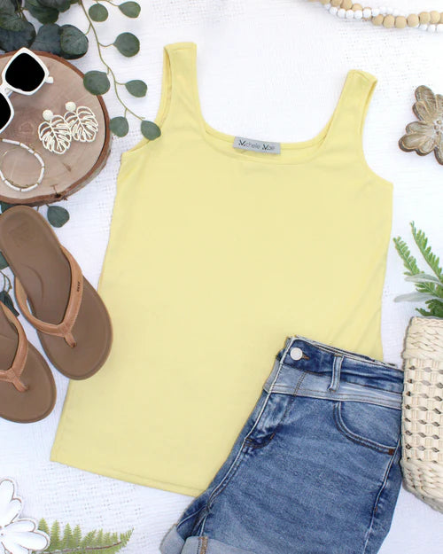 PREORDER  Michelle Mae | Rachel Ribbed Tank | Yellow